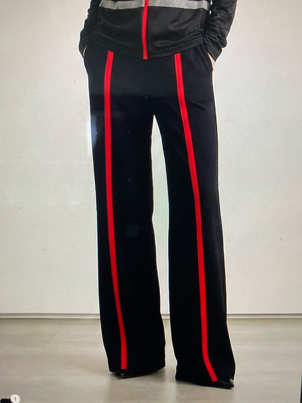 Uoozee Black pants with red stripe